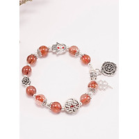 Vòng Tay Đá Thạch Anh Tóc Đỏ Đồng Trục Phối Charm Bạc (8mm) Ngọc Quý Gemstones