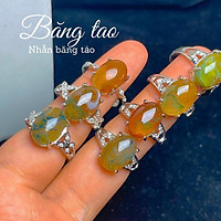 NHẪN BẠC 04 CHẤU NG.ỌC BĂNG TẢO KHÔNG KỊ MỆNH
