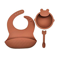 Silicone Cho Bé Bộ Đồ Ăn Không BPA Bát Silicon Yếm Không Thể Phá Vỡ Trẻ Em Ăn Món Ăn Chống Trượt Cho Bé Ăn Món Ăn babi Thứ