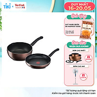 Combo 2 Chảo chiên chống dính đáy từ Tefal-Chảo chiên 28cm Day By Day G1430605 & Chảo sâu lòng 24cm G1436405 - Dùng mọi loại bếp - Chấm đỏ báo nhiệt thông minh - Hàng chính hãng