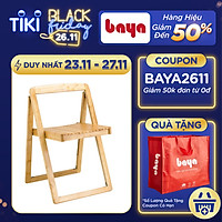 Ghế Ăn Gấp Gọn Tiện Lợi BAYA BIANCA Chất Liệu Gỗ Cao Su Nhẹ Và Tiện Di Chuyển, Thiết Kế Dáng Thấp Màu Nâu Sáng Phù Hợp Với Không Gian Nhà Nhỏ 343