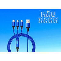 Cáp Sạc 3 Đầu , Chiều Dài Cáp 1m2 , Chất Liệu Vải Dù Chắc Chắn, Đầu Sạc Chống Gãy Gập . Có Thể Sạc 3 Thiết Bị Cùng Lúc. DS01