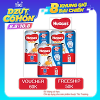 Combo 3 Gói Tã Quần Huggies Dry Gói Cực Đại M74 (74 Miếng) - Tặng 8 miếng