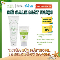 Combo 1 sữa rửa mặt + 1 gel dưỡng ẩm từ nha đam cho da mụn Jorubi cleanser 100ml + aloe vera gel 40ml