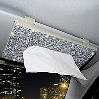 Diamond-encrusted Tissue Box Car Sun Visor Napkin Holder Creative Pu Leather Backseat Tissue Case Car Accessories