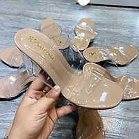 Dép Cao Gót Quai Trong Gót Trong 2 Quai 7 cm ( May Viền Lót )