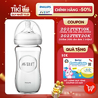 Bình sữa thủy tinh mô phỏng tự nhiên hiệu Philips Avent (240ml - đơn) cho trẻ từ 1 tháng tuổi 673.13