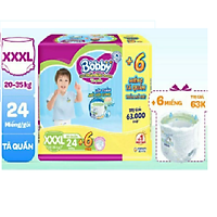 Tã Quần Bobby Đệm Lưng Thấm Mồ Hôi XXXL24 (24 Miếng) - Tặng 6 Miếng Phiên Bản Hè Vui Nhộn