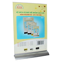 Kệ Mica 02 Mặt Đế Nhôm A4 E37 (KT: 21 x 30cm)