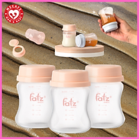 Bộ 3 bình trữ sữa mẹ cổ rông 140ml vừa với máy hút sữa RESONANCE Fatzbaby tặng 2 ziper 12cm