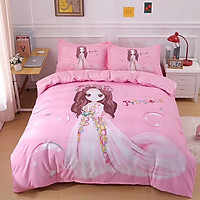 Bộ Chăn Ga Gối Cotton Magic Công Chúa Hồng