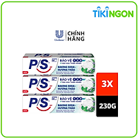 Combo 3 Kem đánh răng P/S Bảo Vệ 123 Baking Soda - Hương Thảo 230g giúp làm trắng răng tự nhiên