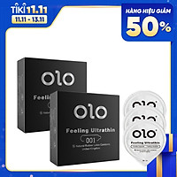 Bộ 2 hộp bao cao su OLO siêu mỏng 0.01mm Feeling Ultra Thin màu đen - hộp 3 chiếc - olo_store