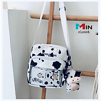 Túi Bò Sữa Túi Vải đeo chéo Canvas Nam Nữ Phong cách Hàn Quốc TV11