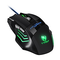 T-WOLF M1 Wired Gaming Mouse 7-color Breathing Light 800/1200/2400 3-gear Adjustable DPI Ergonomic Mouse for PC Laptop