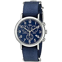 Timex Men's TW2R42800 Weekender Chrono Black/Cream Two-Piece Leather Strap Watch