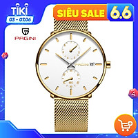 Đồng Hồ Nam Pagini PA9966 Dây Titanium Mặt Tròn Sang Trọng – Mặt Kính Cao Cấp Chống Trầy Xước - Hiển Thị Lịch Ngày - Phong Cách Nam Tính - Lịch Lãm