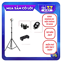 Chân đế điện thoại, máy ảnh dùng để livestream, chụp ảnh, quay tiktok, kiêm gắn đèn livestream , tặng kèm remote bluetooth - Hàng chính hãng