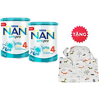 Combo 2 lon Nan Optipro 4 HMO 1.7kg - tặng Bộ gối mền vải sợi tre thiên nhiên