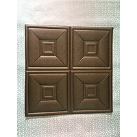 Bộ 10 tấm xốp dán tường 3D giả da nâu đậm