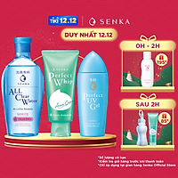 Bộ sản phẩm Senka làm sạch và chống nắng dành cho da mụn (Tẩy trang Senka White 230ml + Sữa Rửa Mặt Senka Acne 100g + Gel chống nắng Senka UV Gel 80ml)