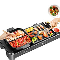 Bếp lẩu nướng điện 2 trong 1 đa năng chống dính cao cấp (có thể tháo rời) - Công suất : 1100 - 2200W - Nhiệt độ: 200 đến 450 độ C - Chất liệu: Nhôm đúc nguyên khối + Nhựa ABS - Kích thước: 68x26cm