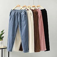 Quần Nhung Tăm Nữ Cạp Thun Kiểu dáng Baggy Hàn Quốc - Gia Hân Fashion