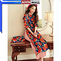 Quảng Châu Bộ áo đai cách tân lụa hoa siêu yêu ALVIN.MALL -size M/L/XL ALVIN.MALL
