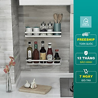 Kệ gia vị dán tường Inox 304 dài 30/40/50cm đa năng thông minh nhà bếp RIKA KGV-08IN, kệ gắn tường nhà tắm chịu lực tới 30kg