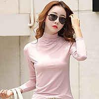 Áo giữ nhiệt nữ thu đông cổ lọ vải cotton co giãn