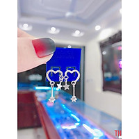 Hoa tai trái tim treo sao và đá bạc cho nữ giá xưởng
