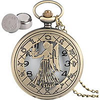 Đồng Hồ Pin Đồng Hồ Pin Quả Quýt Bỏ Túi Cổ Điển Retro Tháng Sinh 12 Cung Hoàng Đạo Xử Nữ Trinh Nữ Virgo Tặng 2 Pin