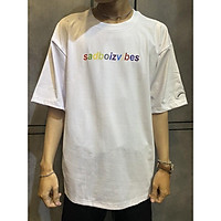 Áo Thun SADBOIZ RAINBOW Cổ Tròn Tay Lỡ 2 Màu Trắng Đen