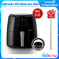 Nồi Chiên Không Dầu Điện Tử Lock&Lock EJF357 5.2 Lít - Hàng Chính Hãng, Điều Chỉnh Nhiệt Độ, Hẹn Giờ, Giữ Ấm, Kèm Chảo Nướng và Ống Hút Thẳng Inox 304