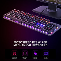 Bàn phím chơi game Motospeed K73 104 Phím Bàn phím cơ học hỗn hợp nhẹ với hiệu ứng ánh sáng RGB Bàn phím tiếng Anh có công tắc màu xanh lam