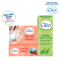 Combo Kem Giảm thâm nách chiết xuất lá lộc đề Cleo 35g và Gel dịu da chậm mọc lông chiết xuất trà xanh Cleo 50g