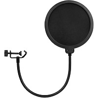 Fun Microphone Pop Filter Double Layered Sound Shield Swivel 360° Flexible Gooseneck Clip for Recording Broadcasting - black