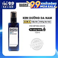 Kem dưỡng da cho Nam 5 in 1(Skin + Lotion + Essence + Moisturizing Cream + Nutritional Cream) Dashu Mans Aqua Real Moist All in One Cream 153ml, kem dưỡng da ban đêm, ban ngày cung cấp độ ẩm cho da khô, hạn chế lão hóa, chính hãng Hàn Quốc.