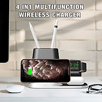 10W 4in1 QI Wireless Charger for Apple Watch for iPhone for AirPods 2 Pro Organizer Apple Fans Charge In Portrait and Landscape Mode All QI-compatible Headset Modular Design