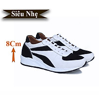 Giày Cao Nam Siêu Nhẹ T&TRA- T28 Trắng Phối Đen- Chất Liệu Da Bò Cao Cấp, Phong Cách Thể Thao, Đế và Lót Tăng Cao Chất Liệu EVA Siêu Nhẹ, Trọng Lượng Nhẹ Hơn 30% So Với Đế Cao Su
