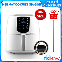 Nồi Chiên Không Dầu Điện Tử Lock&Lock EJF357 5.2 Lít - Hàng Chính Hãng, Điều Chỉnh Nhiệt Độ, Hẹn Giờ, Giữ Ấm, Kèm Chảo Nướng và Ống Hút Thẳng Inox 304