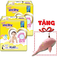 Combo 2 Tã Dán Unidry Super Gói Đại XL62 (62 Miếng) - Tặng 1 Thú Bông Cá Heo (màu giao ngẫu nhiên)