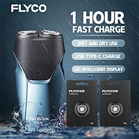 Flyco FS888 FS889 Rotating Double Cutter Head Washable USB Rechargeable Electric Shaver Razor (Brown)(Blue)