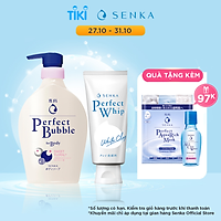 Combo Sữa tắm dưỡng ẩm Senka Perfect Whip hương hoa hồng, đinh hương 500ml và Sữa rửa mặt chiết xuất đất sét trắng Senka Perfect Whip Clay 120g