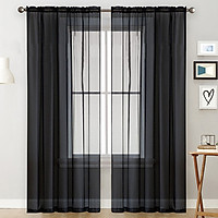 Sheer Curtains Living Room Rod Pocket Window Curtain Panels Bedroom Semi Sheer Voile Curtains White (55''Wx102''L,2