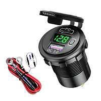 USB Car Charger, Fast USB Car Charger PD&QC 3.0 Dual Port Car Adapter Voltage Monitor Waterproof