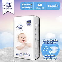 Tã Bỉm Quần Lucky Baby Không Huỳnh Quang, Siêu Thấm Hút M40 (6-11kg)