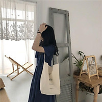 Túi tote vải bố đựng đồ canvas, túi vuông một quai PARI phù hợp đi học đi làm HZ38