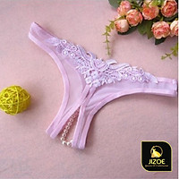 Quần lọt khe nữ dễ thương Ren đẹp xuyên thấu xẻ đáy đính kèm hạt cao cấp Sexy gợi cảm quyến rũ Hàn Quốc JIZOE QNK02