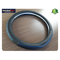 Bọc vô lăng cao cấp Maserati màu đen xanh chất liệu da thật 100%, khâu tay, thủ công size M-Nhãn hiệu Macsim mã 8477